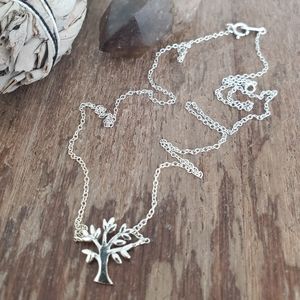 vintage sterling silver tree 925 chain boho hippie tiny pendant necklace